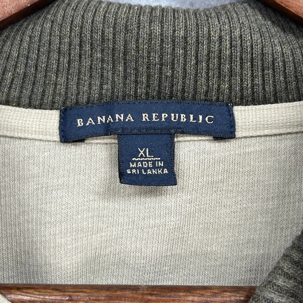 Banana Republic Quarter Zip Pullover Mens XL Beige Tan Ribbed Sweater Preppy